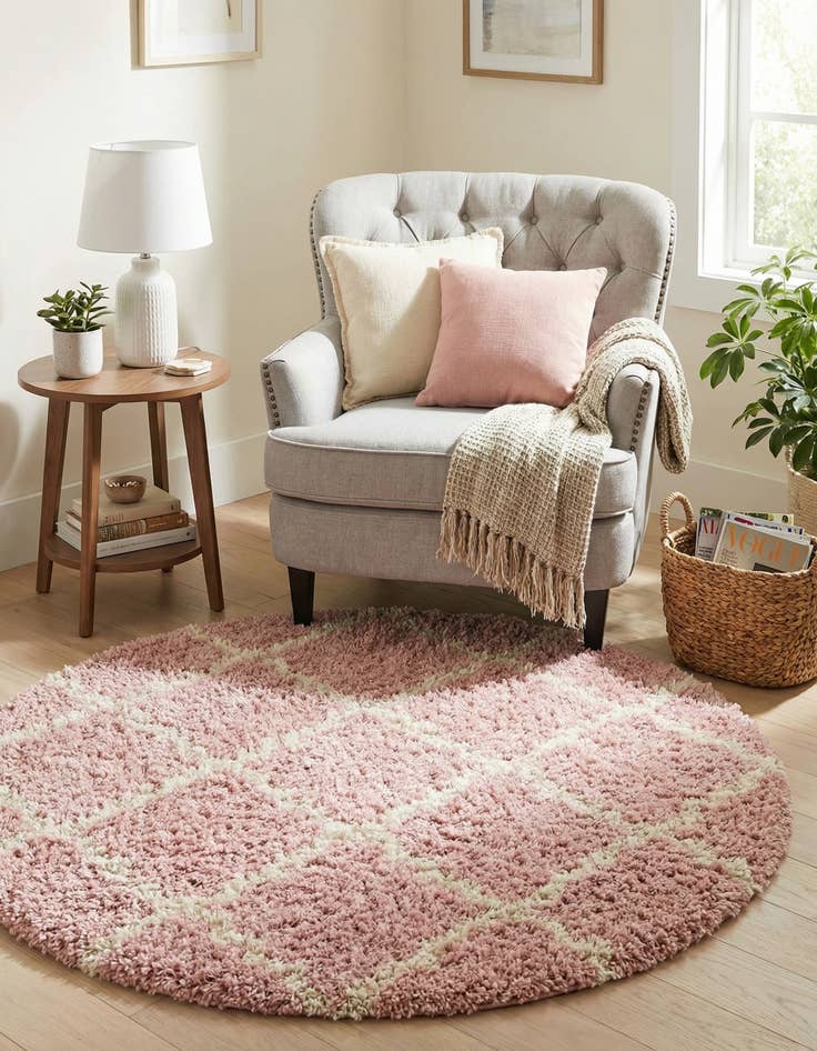 Detail image of  3' 3 x 3' 3 Lattice Shag Round Rug