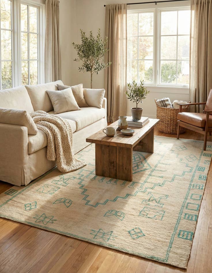 Detail image of 5' 6 x 8' 2  Hand Knotted Moroccan Wool Rug