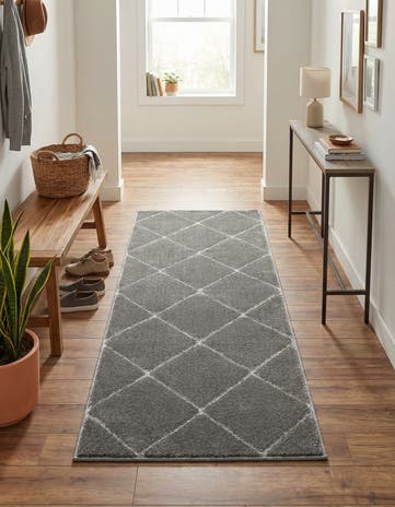 Gray and Silver Vogue Geo Runner Rug