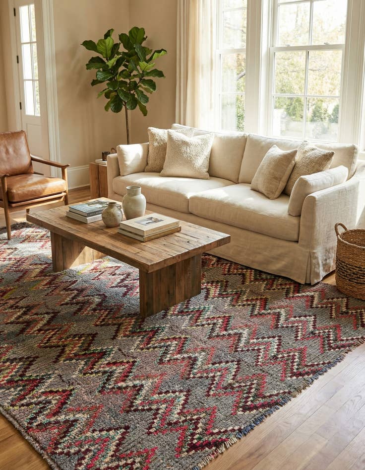 Detail image of 6' 3 x 9' 8  Hand Knotted Moroccan Wool Rug