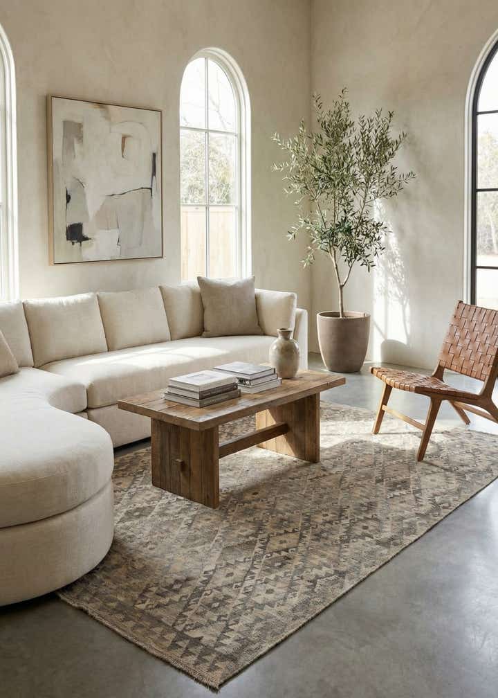 6' 10 x 9' 9 Hand Woven Kilim Maymana Wool Rug