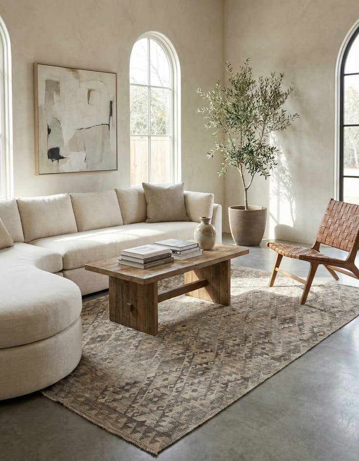 Detail image of 6' 10 x 9' 9 Hand Woven Kilim Maymana Wool Rug