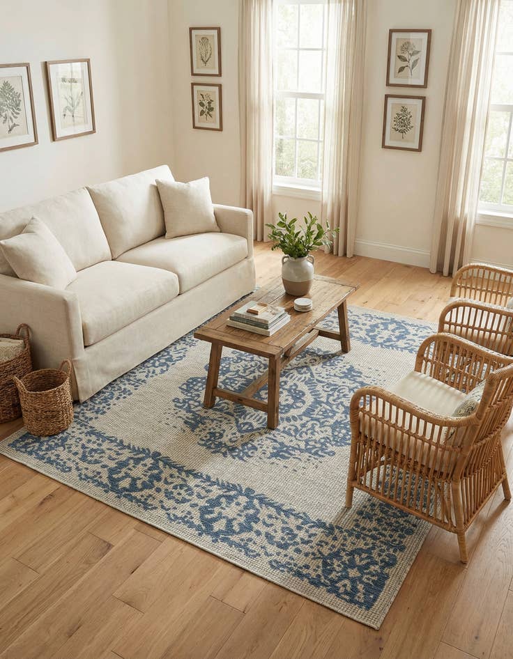 Detail image of  6' x 6'  Washable Traditional Indoor / Outdoor Square Rug