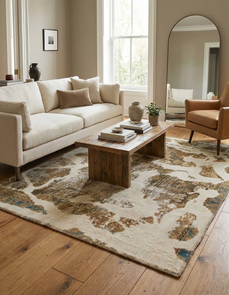 Detail image of 3' 9 x 4'  Hand Knotted Ultra Vintage Persian Wool Square Rug