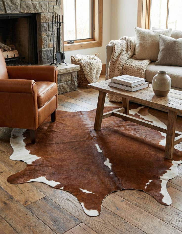 Detail image of 4' 10 x 6' 2 Cowhide Leather Rug