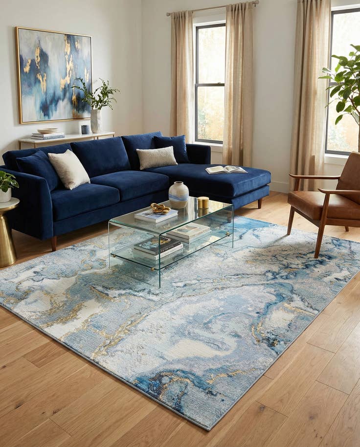 Detail image of 7' 10 x 10' Easy-Clean Modern Indoor / Outdoor Rug