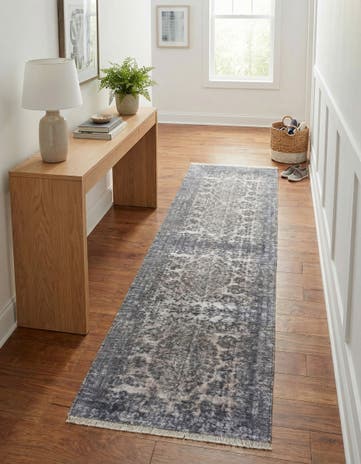 Gray and Blue Boutique Runner Rug