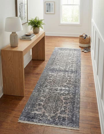 Gray and Blue Boutique Runner Rug