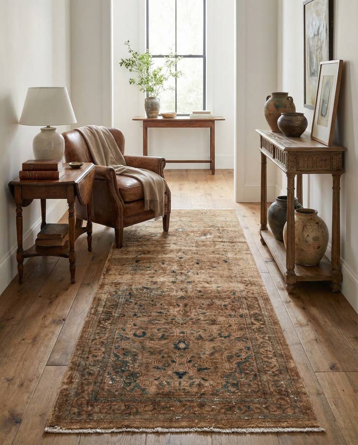Detail image of 3' 8 x 10' Hand Knotted Ultra Vintage Persian Wool Runner Rug