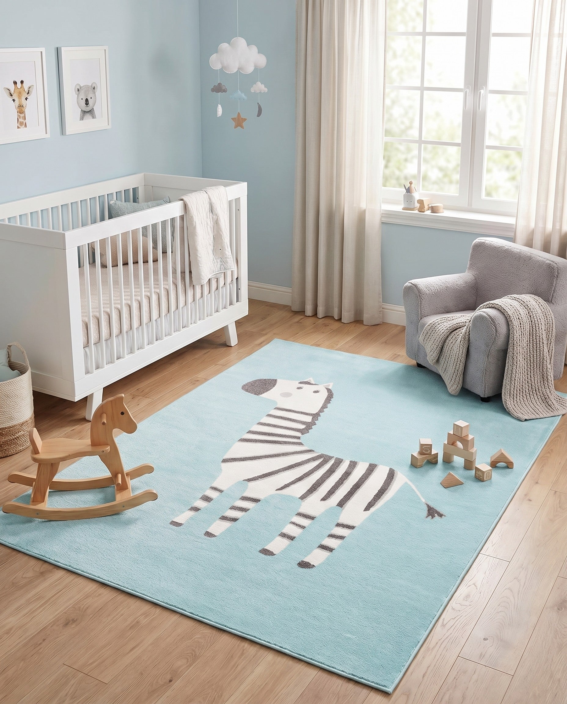 7' 10 x 10' Zebra Whimsy Kids Rug