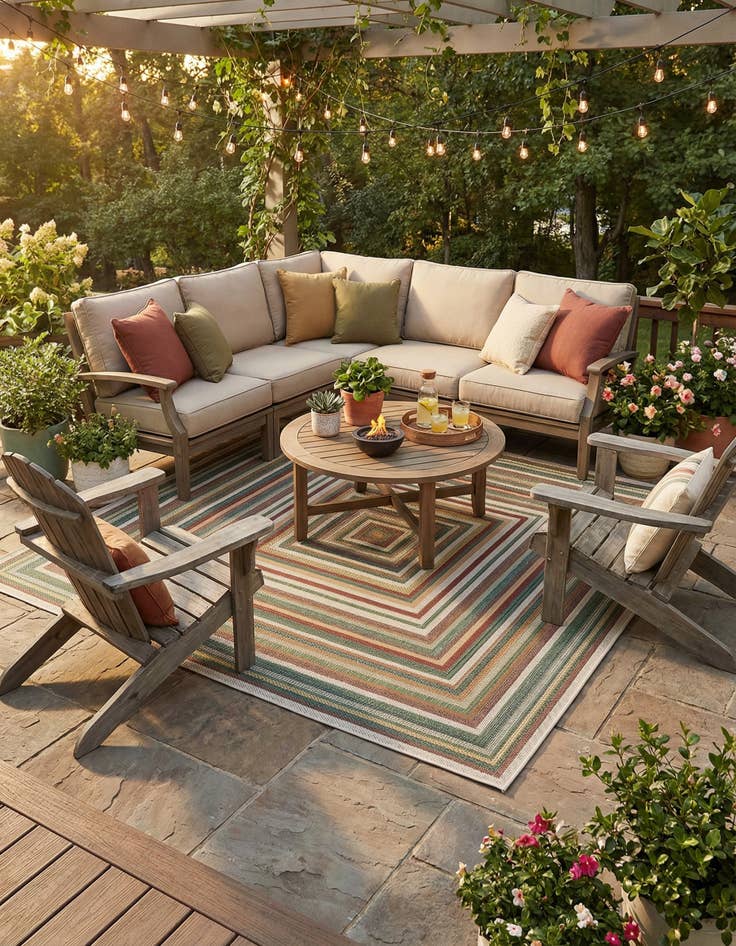 Detail image of 7' 10 x 7' 10  Washable Baja Indoor / Outdoor Square Rug