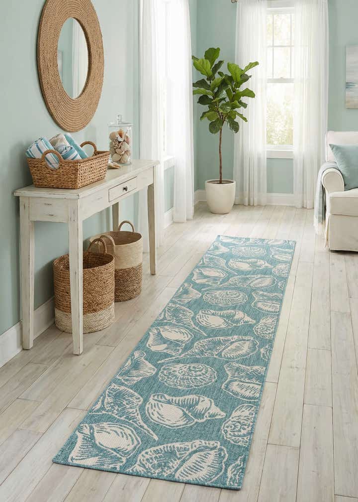 2' 7 x 12' Easy-Clean Coastal Indoor / Outdoor Runner Rug