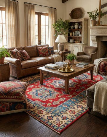 5' 7 x 7' 9 Hand Knotted Kazak Rug
