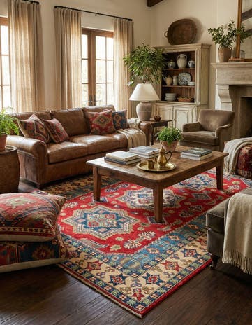 5' 7 x 7' 9 Hand Knotted Kazak Rug