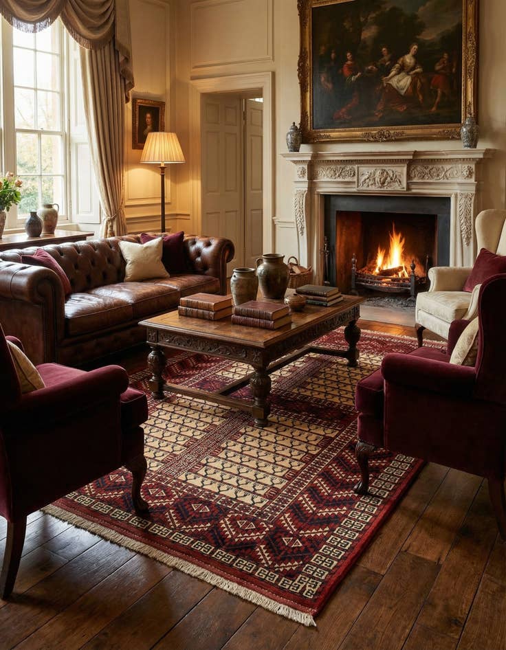 Detail image of 4' 5 x 6' 1  Hand Knotted Hacilou Wool Rug