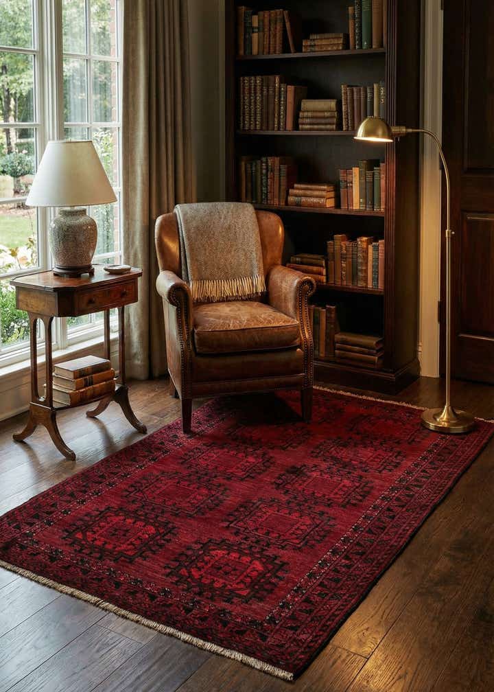 3' 10 x 6' 5 Hand Knotted Afghan Akhche Oriental Wool Rug