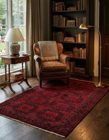 3' 10 x 6' 5 Hand Knotted Afghan Akhche Oriental Wool Rug