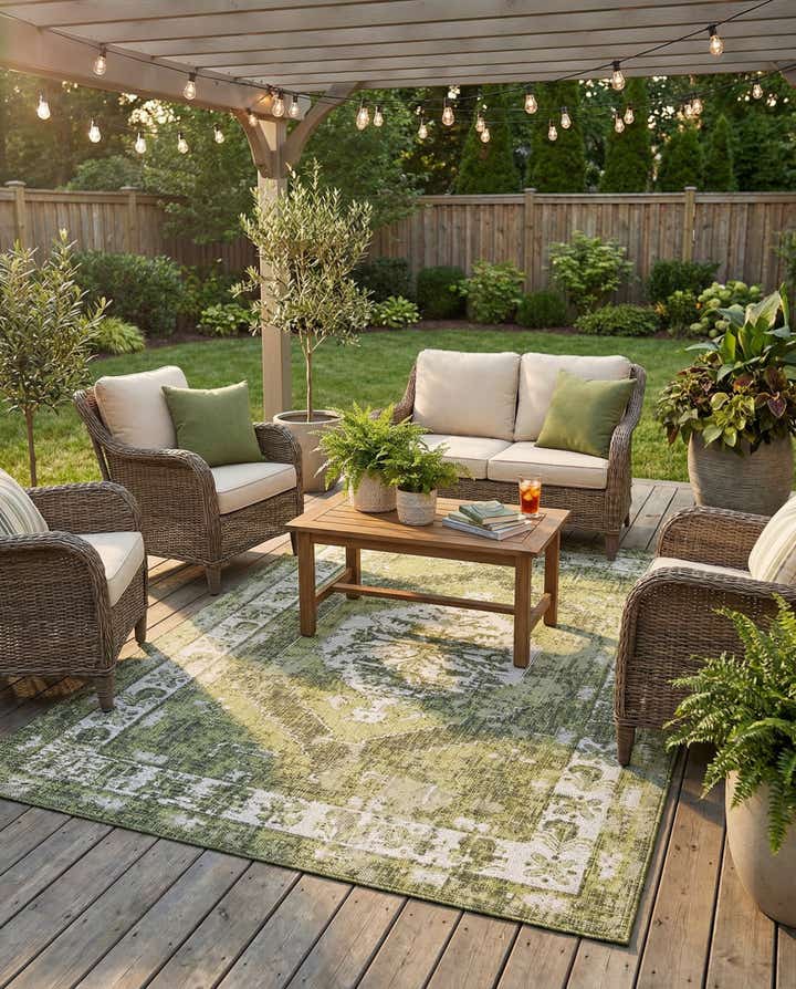 5' 3 x 8' Easy-Clean Traditional Indoor / Outdoor Rug