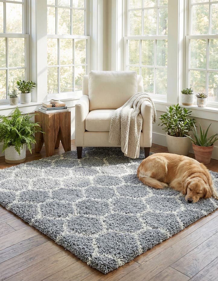 6' x 6' Lattice Shag Square Rug