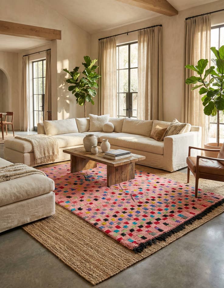 Detail image of  5' 3 x 8'  Hand Knotted Moroccan Wool Rug