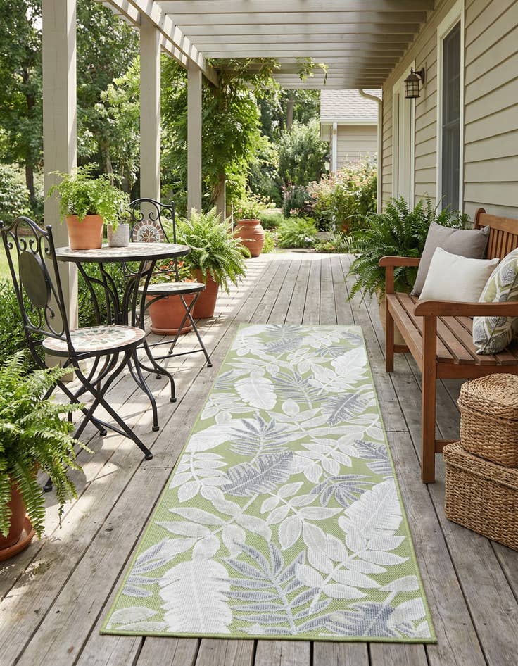 Detail image of  2' 2 x 8'  Washable Botanical Indoor / Outdoor Runner Rug