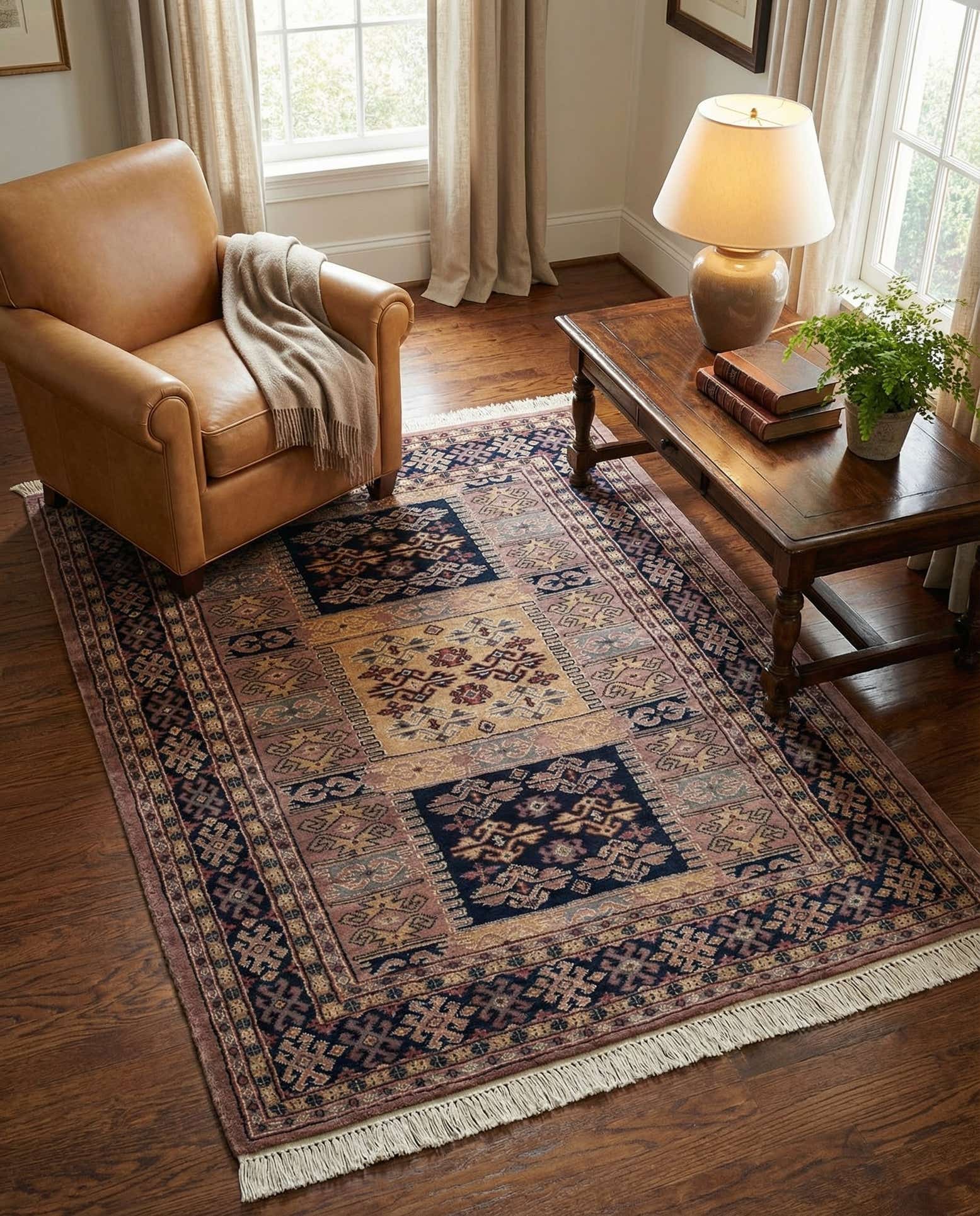 4' 3 x 5' 8 Hand Knotted Bokhara Oriental Rug