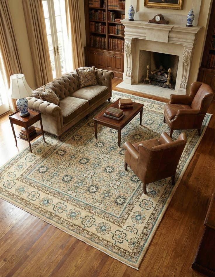 Detail image of 9' 8 x 12' 7 Hand Knotted Farahan Persian Wool Rug