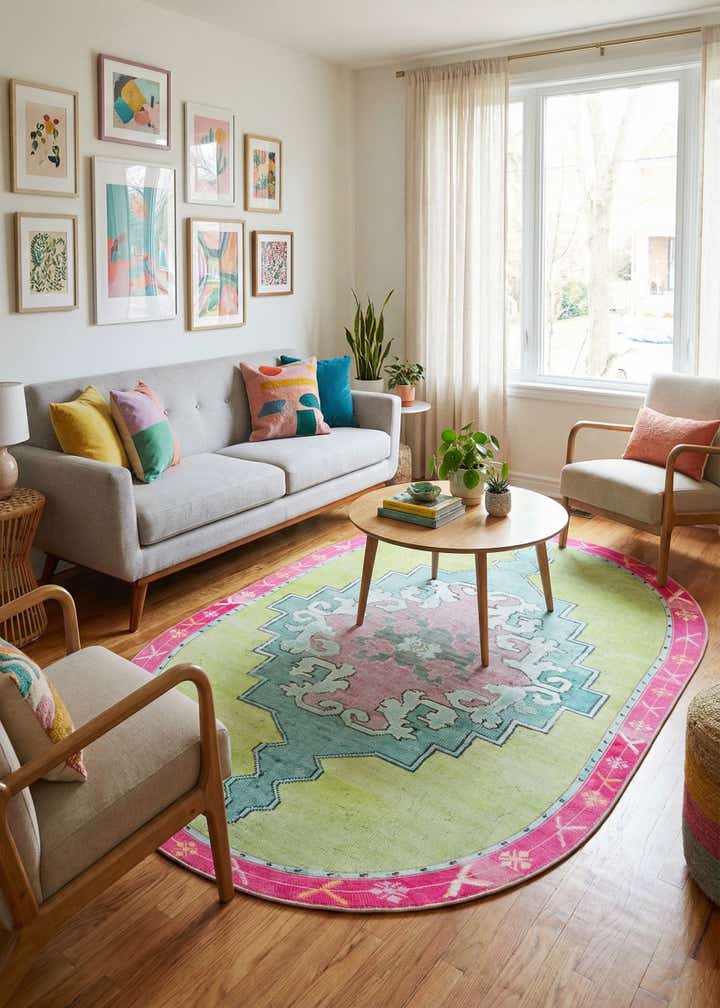 7' 6 x 10' 6 Washable Timeless Oval Rug