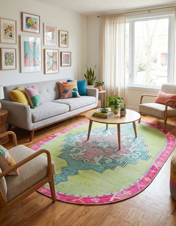 7' 6 x 10' 6 Washable Timeless Oval Rug