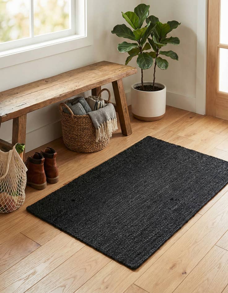 Detail image of  2' x 4' 1  Hand Braided Jute Runner Rug