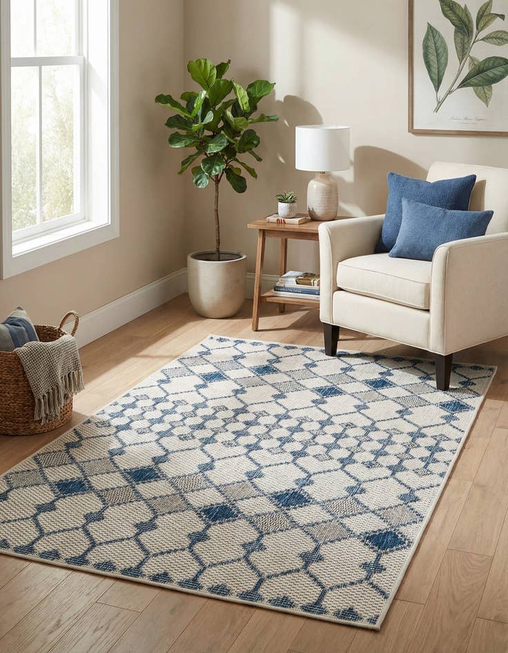 Detail image of 3' x 5' 3  Washable Trellis Indoor / Outdoor Rug