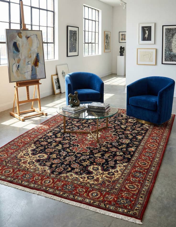 Detail image of  6' 8 x 9' 11  Hand Knotted Qom Persian Rug