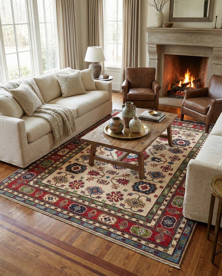 Detail image of 5' 9 x 7' 10 Hand Knotted Kazak Rug