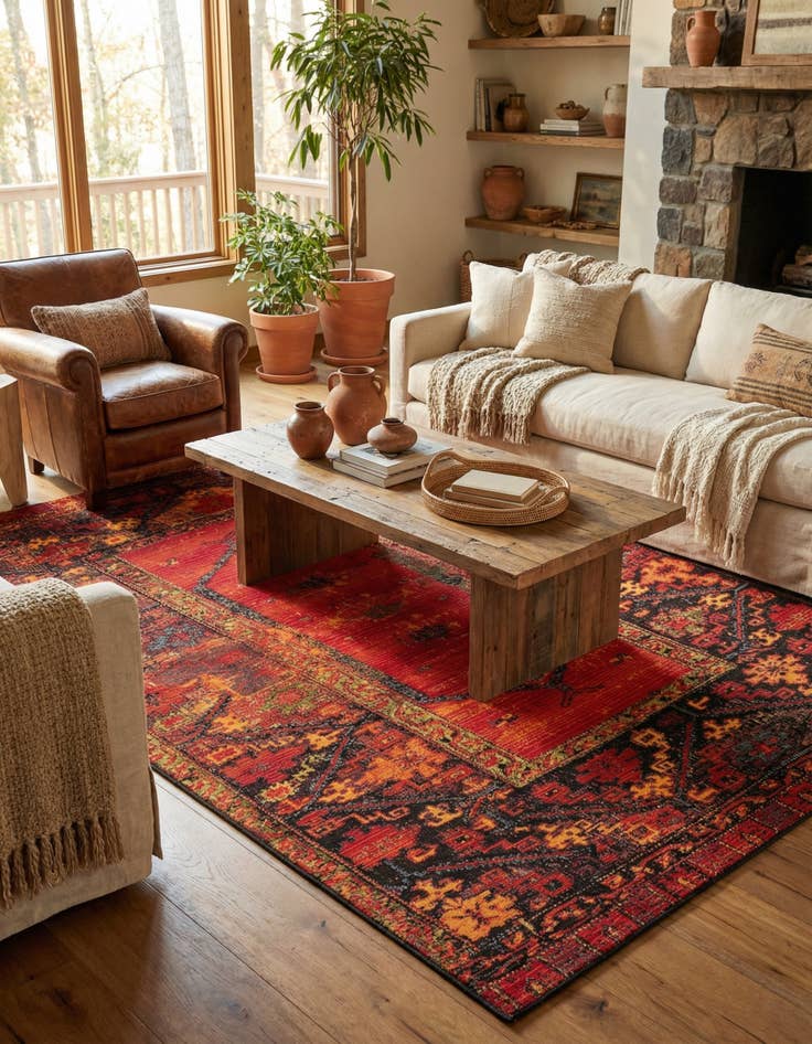 Detail image of  6' x 9'  Washable Tribal Indoor / Outdoor Rug