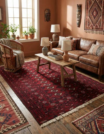 4' 6 x 6' 1 Hand Knotted Afghan Akhche Wool Rug