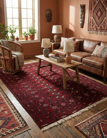 4' 6 x 6' 1 Hand Knotted Afghan Akhche Wool Rug