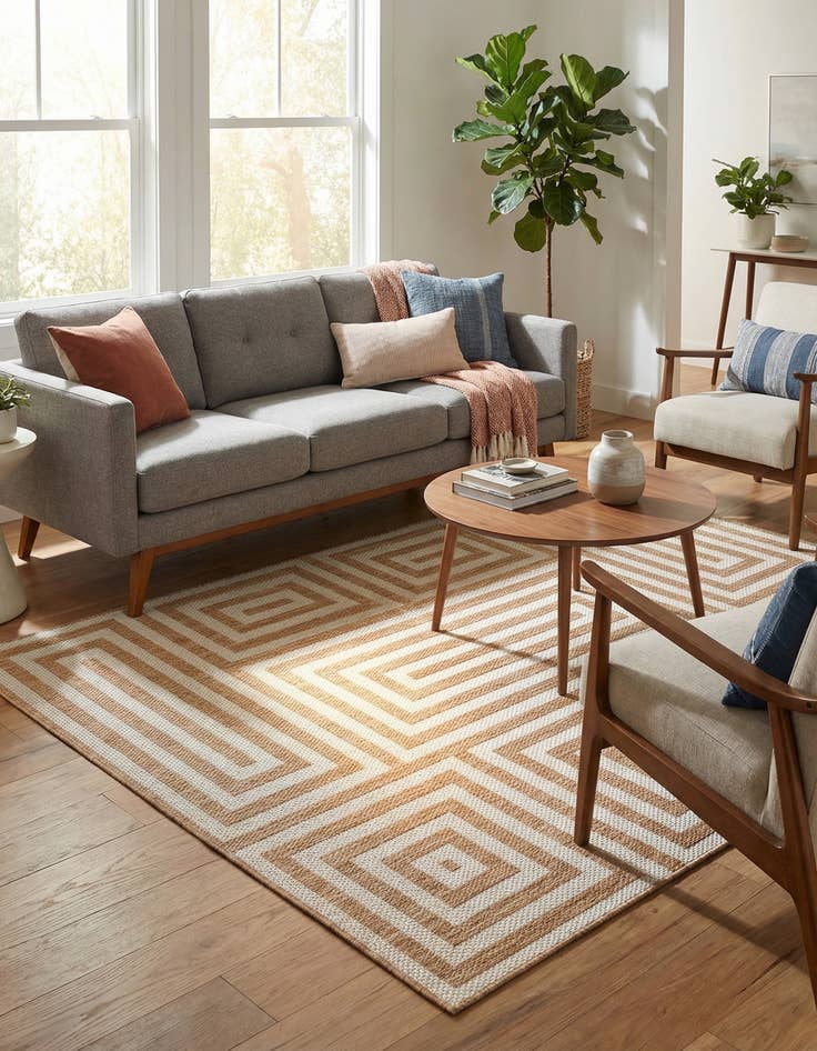 Detail image of  5' 3 x 7'  Washable Modern Indoor / Outdoor Rug