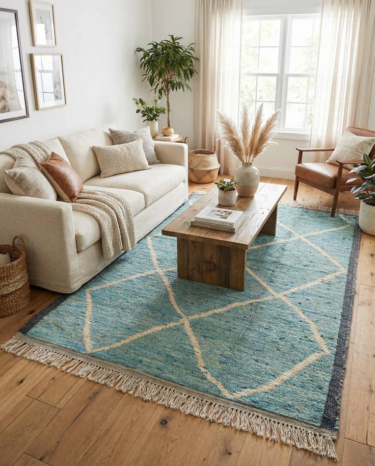 Detail image of 5' 2 x 7' 4 Hand Knotted Moroccan Wool Rug
