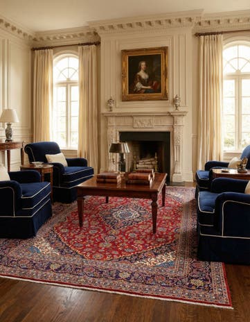 9' 10 x 13' 5 Hand Knotted Kashan Persian Wool Rug