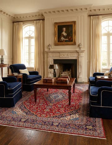 9' 10 x 13' 5 Hand Knotted Kashan Persian Wool Rug