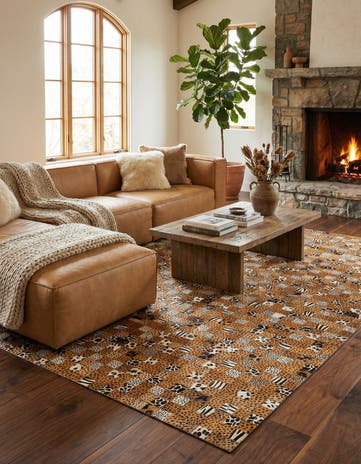 5' 1 x 8' Cowhide Leather Rug