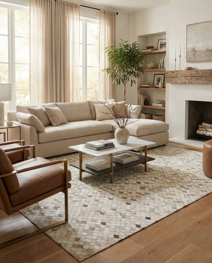 Detail image of 8' x 10' Cowhide Leather Rug