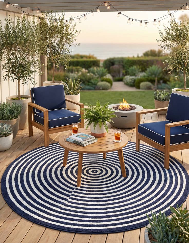 Detail image of 8' x 8'  Washable Sabrina Soto Prescott Indoor / Outdoor Round Rug