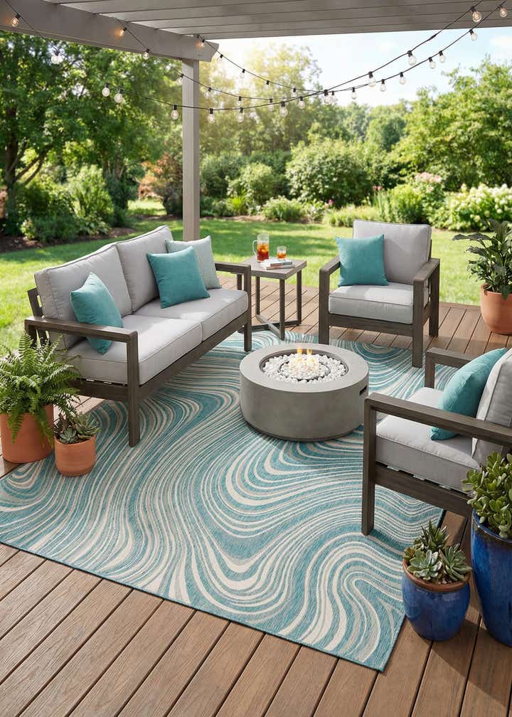 9' x 12' Easy-Clean Modern Indoor / Outdoor Rug