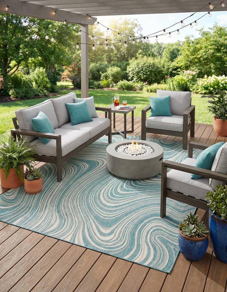 Detail image of 9' x 12'  Washable Modern Indoor / Outdoor Rug