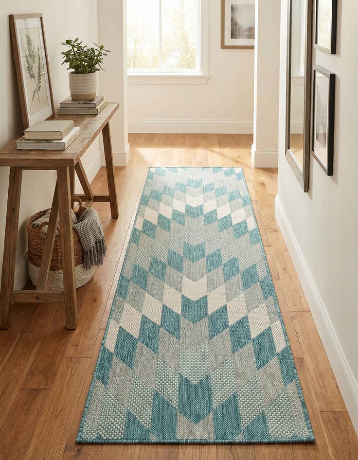 Detail image of 2' x 8'  Washable Modern Indoor / Outdoor Runner Rug