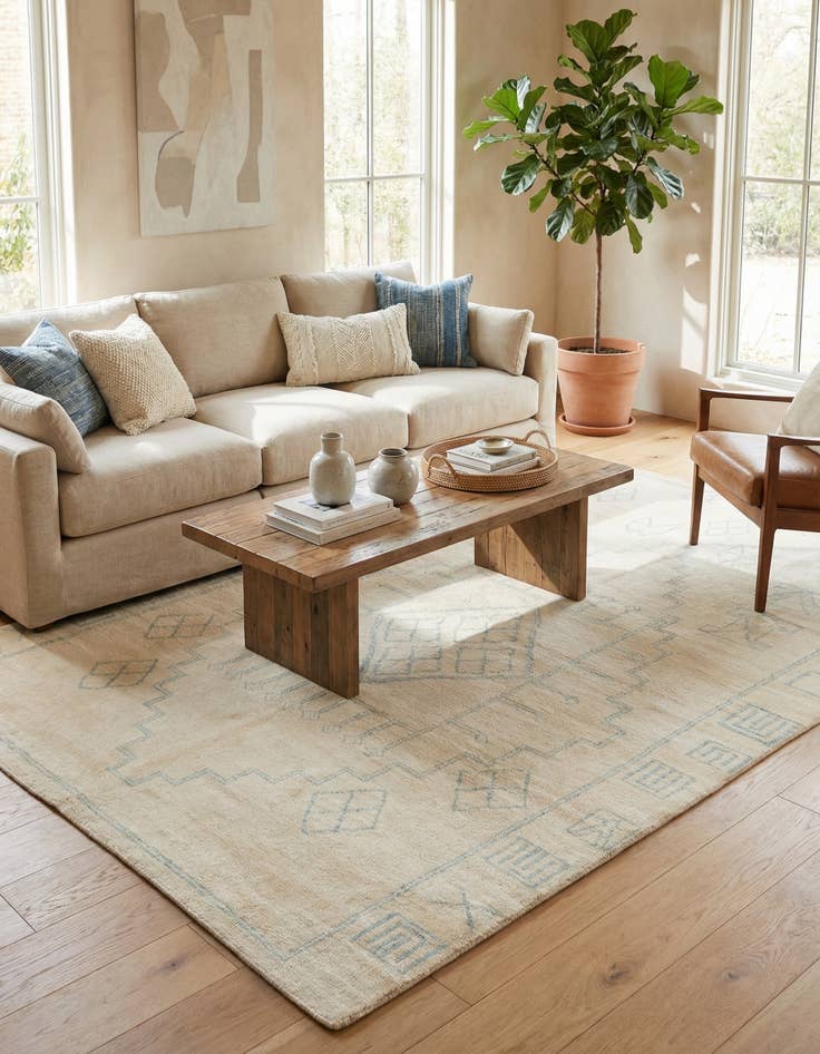 Detail image of 6' 7 x 9' 11  Hand Knotted Moroccan Wool Rug