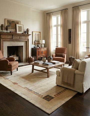 6' 7 x 8' 2 Hand Knotted Tibet Wool Rug