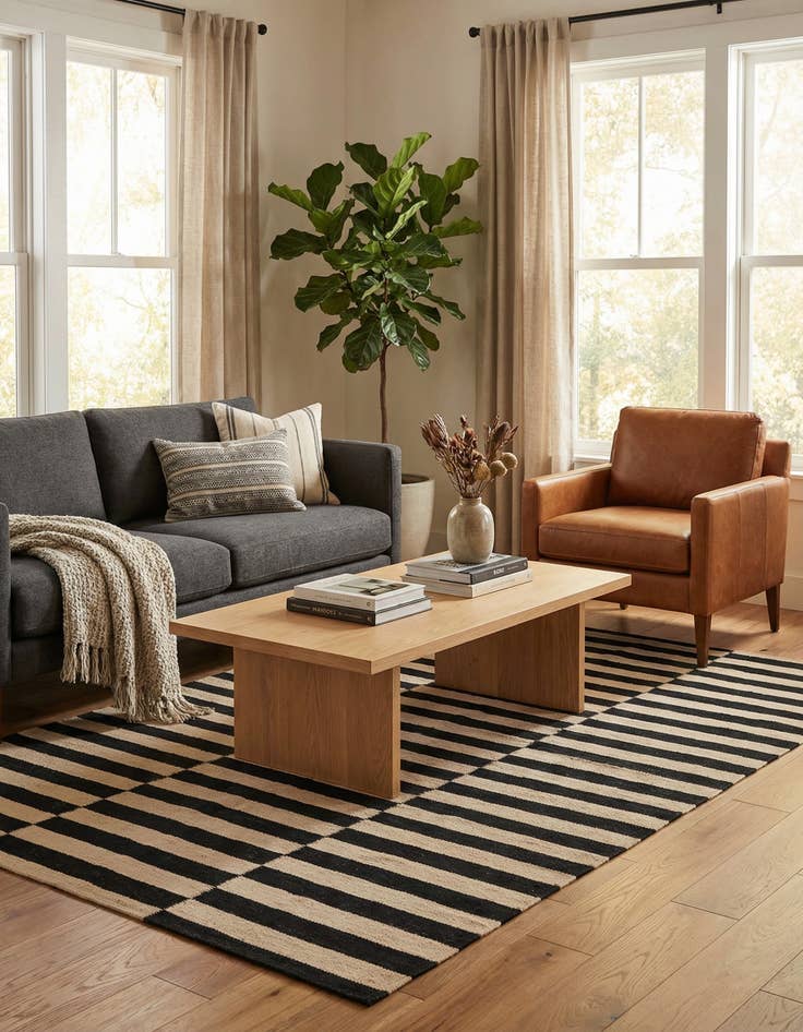 Detail image of 3' 5 x 6' 3  Hand Woven Kilim Modern Wool Rug