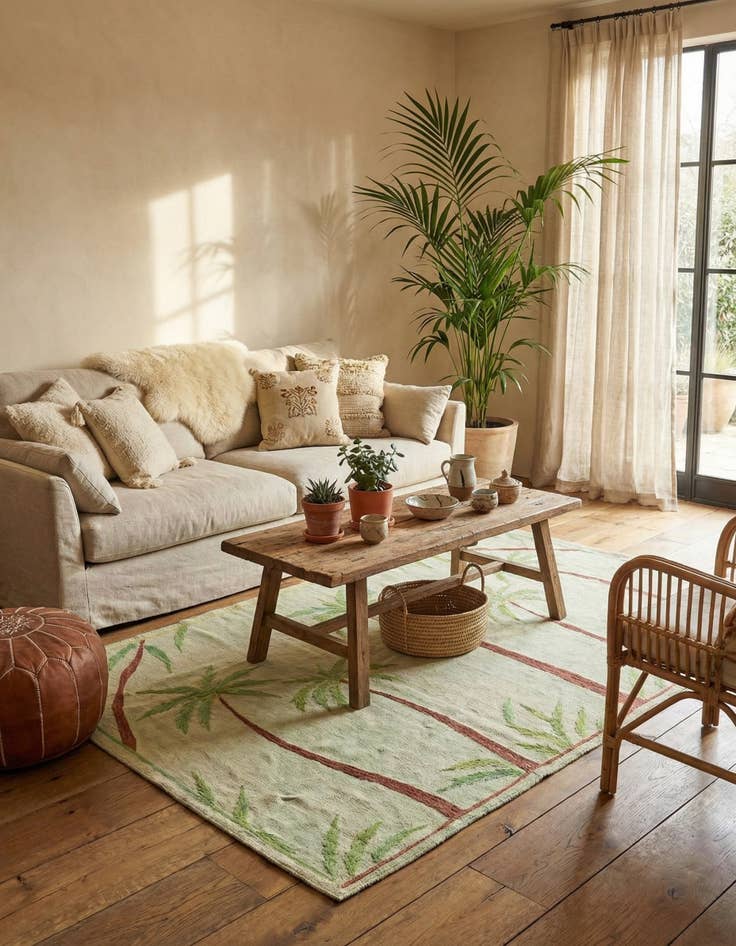 Detail image of 5' 4 x 7' 4  Hand Woven Kilim Suzani Wool Rug